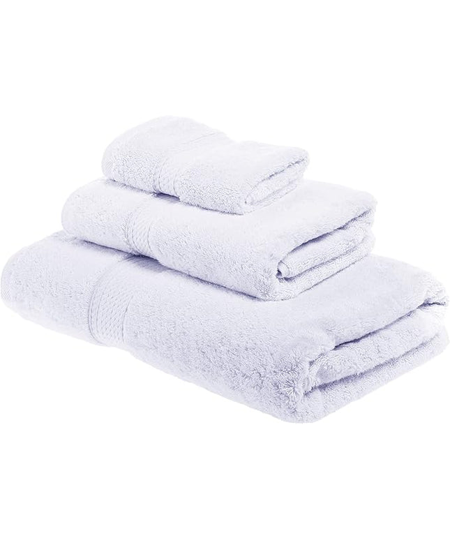 Superior Egyptian Cotton Pile 3 Piece Towel Set, Includes 1 Bath, 1 Hand, 1 Face Towel/Washcloth, Ultra Soft Luxury Towels, Thick Plush Essentials, Guest Bath, Spa, Hotel Bathroom, White