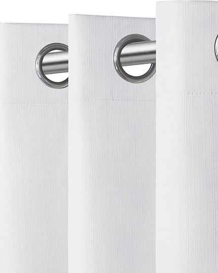 Easy-Going Linen Look Blackout Curtain Grommet Window Curtain Drapes for Bedroom, Living Room Thermal Insulated Room Darkening (2 Panels, 42x84 inch, White)