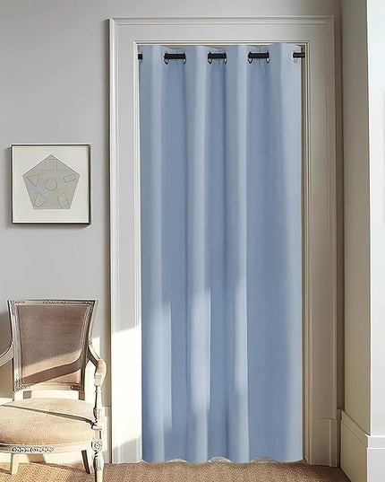 NICETOWN Door Curtain for Closet Doors 80 Inches Long 1 Panel, Blackout Doorway Curtain for Open Closet Bedroom, Room Divider Living Room for Privacy (Vintage Blue, 1 Panel, 46W x 80L)