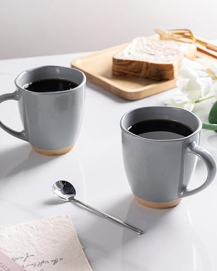 AmorArc 12oz Ceramic Coffee Mugs set of 6, Stylish Coffee Mugs with Rustic Terracotta Underside for Latte/Cappuccino/Milk/Cocoa, Dishwasher&Microwave Safe