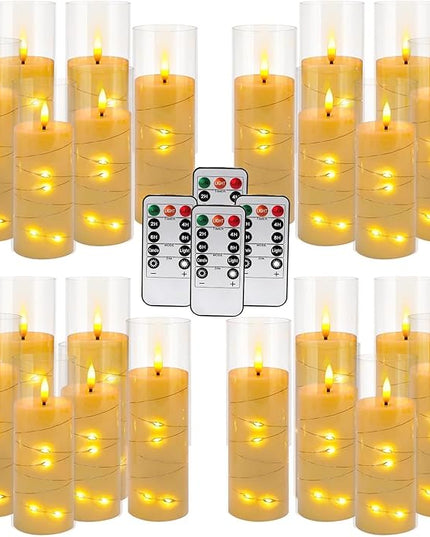 24 Pack Christmas Decoration Flickering Flameless Candles,Battery Operated Candles,LED String Lights LED Candles for New Year, Home Decor, Parties,Wedding(D2.2 xH 5" 6" 7") (Ivory)
