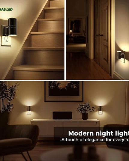 L LOHAS LED Night Light, Automatic Night Lights Plug into Wall, 2 Pack Nightlights with Light Sensor, 3000K Soft White 0-100LM Dimmable Modern Nightlight for Kids Bedroom Hallway