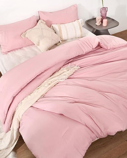 ROSGONIA King Size Comforter Set Pink, 3pcs (1 Boho Pink Comforter & 2 Pillowcases) All Season Bedding Soft Lightweight Bedspread Blanket Quilts