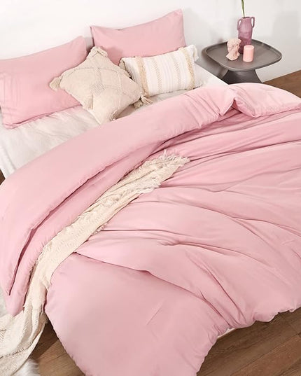 ROSGONIA Full Size Comforter Sets for Girls Boys Teens Pink, 3pcs (1 Boho Comforter & 2 Pillowcases), Lightweight Dorm Bedding Soft All Season Bed Set