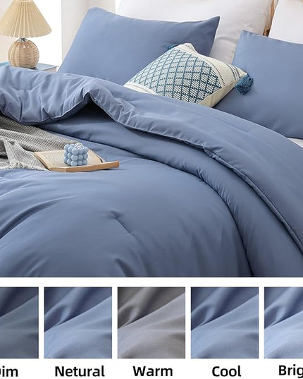ROSGONIA Twin/Twin XL Comforter for College Girls Boys Slate Blue, 1 Comforter & 1 Pillowcase All Season Kids Comforter Sets Lightweight Dorm Bedding