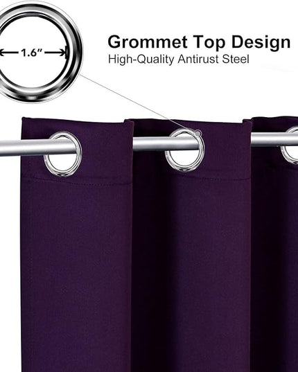 ChrisDowa Grommet Blackout Curtains for Bedroom and Living Room - 2 Panels Set Thermal Insulated Room Darkening Curtains (Royal Purple, 52W x 84L)