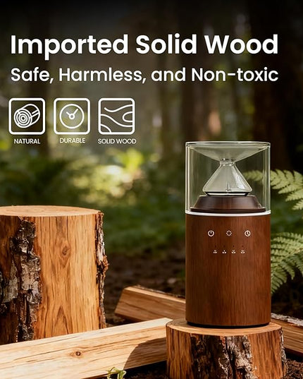 Waterless Essential Oil Nebulizing Portable Wireless Diffuser, Premium Glass and Solid Wood Aroma Diffuser for Home Office Bedroom Car, Elegant Gift Packaging with Essential Oil 10ml (Orange)