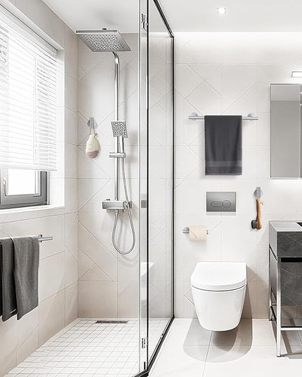 TURS Brushed Nickel 10 Pieces Bathroom Hardware Set, SUS304 Stainless Steel 24 Inch Bath Towel Bar Set, Round Bathroom Accessories Kit Wall Mounted