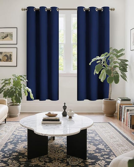 YoungsTex Navy Blue Blackout Curtains 72 Inches Length for Bedroom - Thermal Insulated with Grommet Room Darkening Window Drapes for Living Room, 2 Panels, 42 x 72 Inch