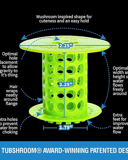 TubShroom Tub Drain Hair Catcher Strainer, Green – Drain Protector and Hair Catcher for Bathroom Drains, Fits 1.5” – 1.75” Bathtub and Shower Tub Drains