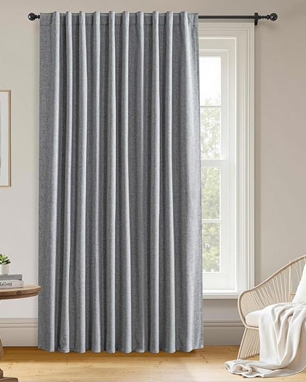 100% Blackout Curtains for Bedroom Room, Custom Curtains Blackout Thermal Insulated 1 Panel, Grommet Light Blocking Drapes for Bedroom Windows Luxury Decor(Custom Size,Light Grey