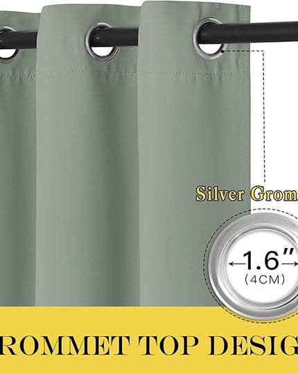 NICETOWN Blackout Drapery Curtain Panel 90 inches Long - Window Treatment Thermal Insulated Grommet Blackout Curtain/Drape for Bedroom Living Room (Sage Green, 1 Panel, 46 by 90 inches)