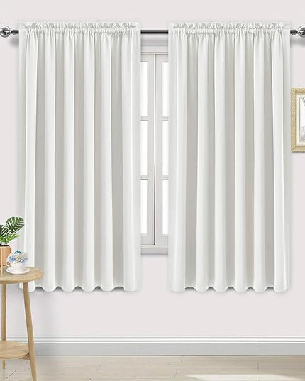 DWCN Blackout Curtains for Living Room Thermal Insulated, Energy Saving & Noise Reducing Bedroom Curtains, Ivory, W 70x L 72 Inch, Set of 2 Rod Pocket Curtain Panels