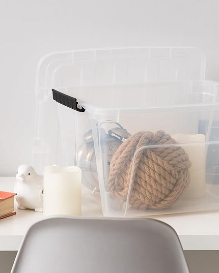 IRIS USA 19 QT Plastic Storage Box with Lid and Latches - 6 Pack - BPA-Free, See-Through Organizing Solution, Durable Nestable Stackable Containers, Secure Pull Handle - Clear