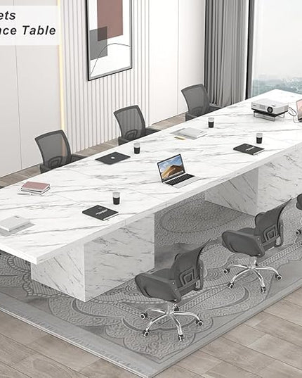 HSH 78” Dining Table for 6-8, Large Rectangular Faux Marble Dinner Table only, Modern Long Kitchen Table with Strong Base, Farmhouse Wooden Dining Room Table for Home Office, White Marble, 78.74 in