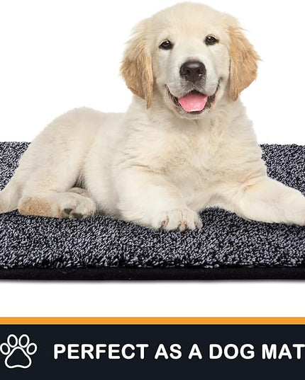 PURRUGS Dirt Trapping Door Mat 24" x 59", Non-Slip Machine Washable Entry Rug, Shoe Scraper, Dog Doormat, Super Absorbent Welcome Mat for Front & Back Door, Muddy Shoes & Paws, Bluish Grey-Black