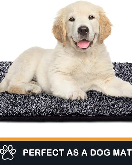 PURRUGS Dirt Trapping Door Mat 20" x 31.5", Non-Slip Machine Washable Entry Rug, Shoe Scraper, Dog Doormat, Super Absorbent Welcome Mat for Front & Back Door, Muddy Shoes & Paws, Bluish Grey-Black