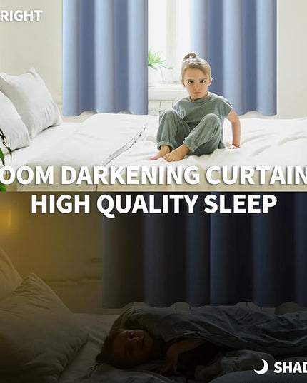 BGment Blackout Curtains for Living Room - Grommet Thermal Insulated Room Darkening Curtains for Bedroom, 2 Panels of 52 x 95 Inch, Spa Blue