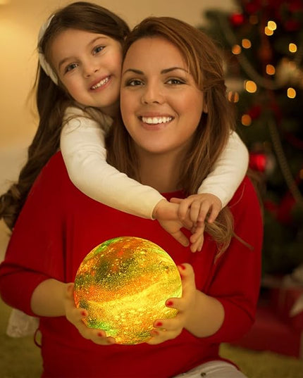 BRIGHTWORLD 7.1inch Galaxy Lamp 16 Colors Moon Lamp 3D Printing, Remote & Touch Control USB Rechargeable, Birthday Gifts for Women Room Decor Aesthetic（Black Hand Base）