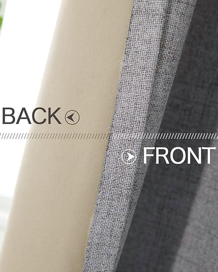 MIULEE Linen Blackout Curtains and Drapes 100% Room Darken Thermal Insulated Grommet Window Panels with Coating 2 PCs W 42 x L 63 inches Grey