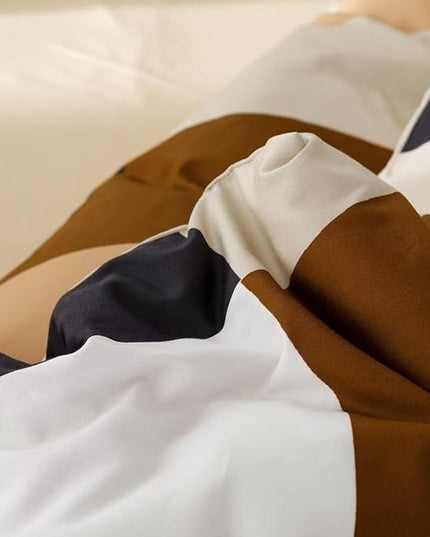 Hosueri Black Brown Plaid Comforter Set California King Muliticolor Grid Bedding Quilt Cal King 3 Pieces Warm Soft Comfy Beige Cream Orange Diamond Check Distorted Bed Comforter Blankets Cal King Size
