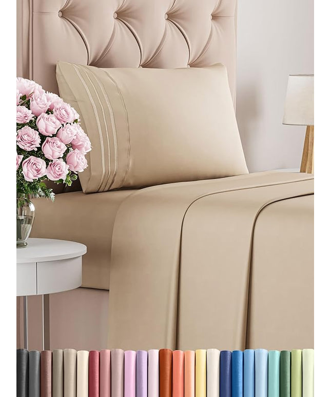 Twin XL Size 3 Piece Sheet Set - Comfy Breathable & Cooling Bed Sheets Set - Hotel Luxury Bedding for Women, Men, Kids, Teens, Boys & Girls - Deep Pockets, Ultra-Soft, Wrinkle Free - Oeko-Tex - Cream