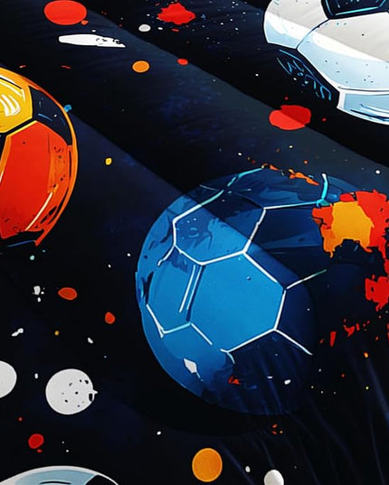 AILONEN Soccer Print Comforter Set Queen Size,Football Sport Cartoon Print Bedding Sets for Bedroom Decor,Colorful Balls Duvet Set for Kids,3-Piece, 1 Quilt and 2 Pillowcases,Soft Microfiber