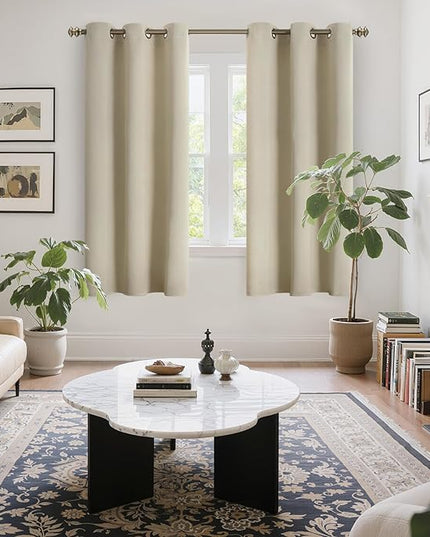 YoungsTex Beige Blackout Curtains 68 Inch Length for Bedroom 2 Panels - Thermal Insulated Drapes with Grommet Room Darkening Privacy for Living Room Dining Window, 42 x 68 Inch