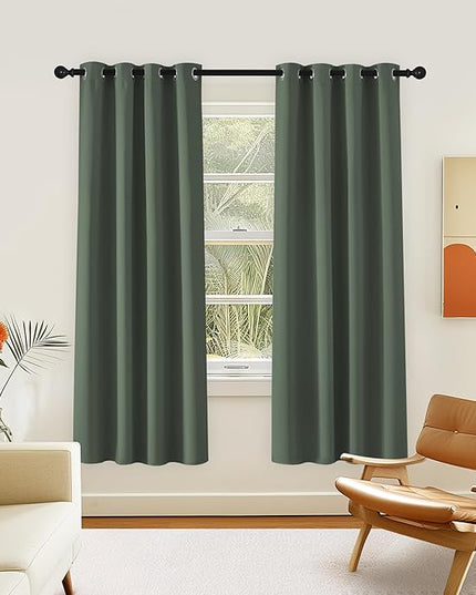 NICETOWN Room Darkening Curtain for Living Room - Energy Saving Thermal Insulated Grommet Room Darkening Curtain/Drape for Bedroom (1 Panel, 46 by 72, Dark Mallard)
