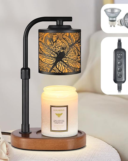 Candle Warmer Lamp with Timer, Electric Candle Lamp Warmer Birthday for Mom Women Home Bedroom Decor Wax Melt Warmer for Scented Wax with Jar Candles (Dragonfly)