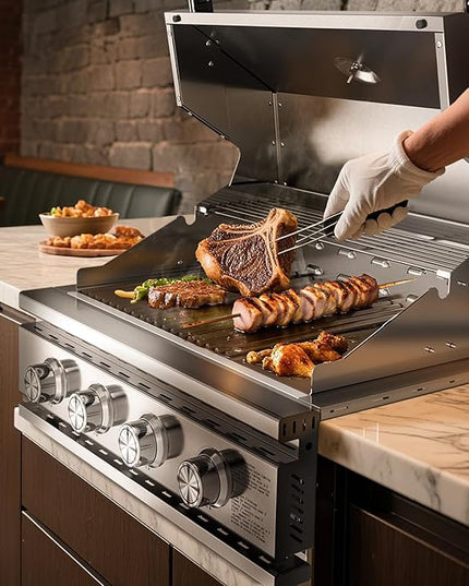 Premium Built In 4 Burner Propane Gas Grill, ALL-Thickened 304 Stainless Steel, 32,000 BTU with 516sq.in. Cooking Space, Baking Tray & Grates,for Patio Backyard Parties Barbecue