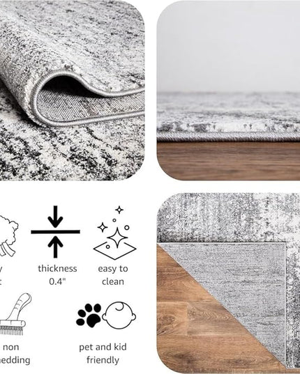 Keen Home Design Area Rugs - Non-Shedding, Thick Pile Abstract Rugs for Kitchen, Living Room, Bedroom, Dining Room, Entryway (Abstract Cream/Grey, 5'11'' x 9'2'')