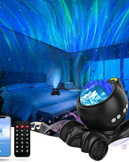 ENOKIK Northern Light Projector, Aurora Star Projector Built-in Bluetooth Speaker, White Noise Machine for Kids Adults, Galaxy Light for Bedroom/Ceiling/Party/Gift (Black)