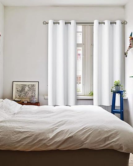 BGment Room Darkening Curtains 63 Inches Long - Grommet Thermal Insulated Drapes Window Treatment Curtains for Bedroom, 2 Panels, 38 x 63 Inch, Pure White