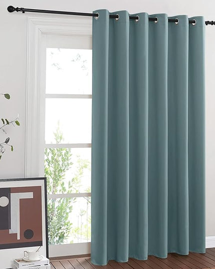 NICETOWN Blackout Curtain for Sliding Door, Patio Door Curtains, Grommet Thermal Insulated Room Divider Curtain Drape for Living Room/Bedroom (Greyish Blue, W80 x L84, 1 Panel)