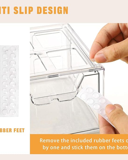 6 Pack Stackable Storage Drawers Clear Acrylic Organizer Makeup Bathroom Organizer and Storage Bins for Beauty Supplies,Ideal for Vanity, Bathroom,Pantry Organization