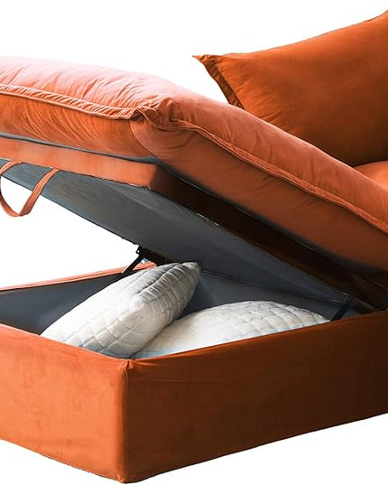 JACH L-Shaped Modular Couches, Deep Seat Sectional Couch with Chaise Ottoman, Modern Comfy Cloud Sectional Sofas, Cushion Covers Removable, Two Corners and A Middle Sofa for Living Room (Orange)
