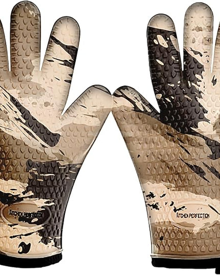 Kitchen perfection Silicone Smoker Oven Gloves -Extreme Heat Resistant BBQ Gloves -Handle Hot Food Right on Your Smoker Grill Fryer Pit|Waterproof Oven Mitts |Superior Value Set+3 Bonuses