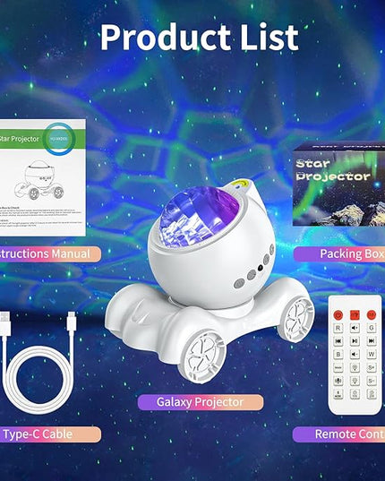 ENOKIK Star Projector, Galaxy Projector Built-in Bluetooth Speaker and 8 White Noise, Night Light for Kids Adults, Aurora Nebula Lamp for Home Decor/Relaxation/Party/Music/Gift (White)