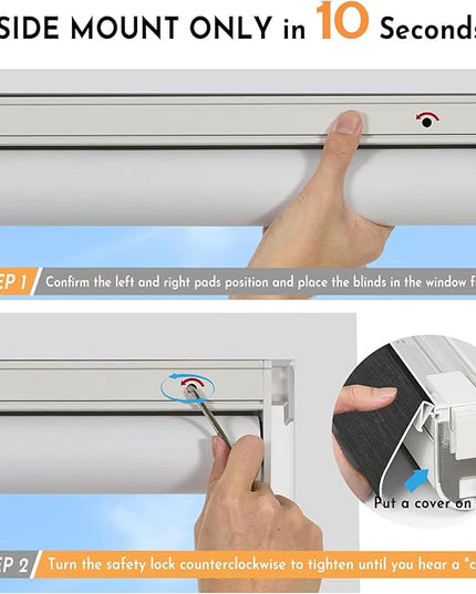 Persilux Smart Motorized Blinds with Remote, No Drill Automatic Roller Shades for Indoor Windows, Blackout Linen Fabric, Electric Blinds for Windows, Weave Blend Coal C162BO-8, Custom Size