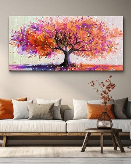 Wapluam Wall Art For Living Room Canvas Wall Decor For Office Bedroom Decorations Red Tree Wall Painting Abstract Watercolour Wall Pictures Artwork Canvas Prints Posters Modern Home Decor 40" x 20"