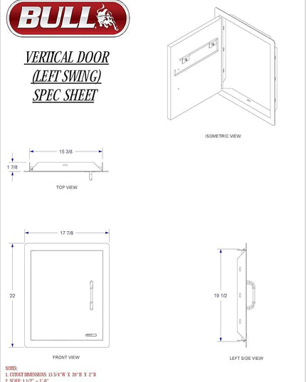 Bull Outdoor Products 98552 Left Swing Door, Stainless Steel