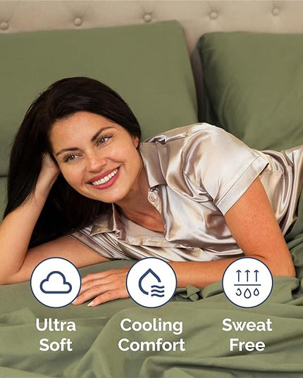 Split King Size 5 Piece Sheet Set - Comfy Breathable & Cooling Bed Sheets Set - Hotel Luxury Bedding for Women, Men, Kids, Teens, Boys & Girls - Deep Pockets and Wrinkle Free - Oeko-Tex - Sage Green