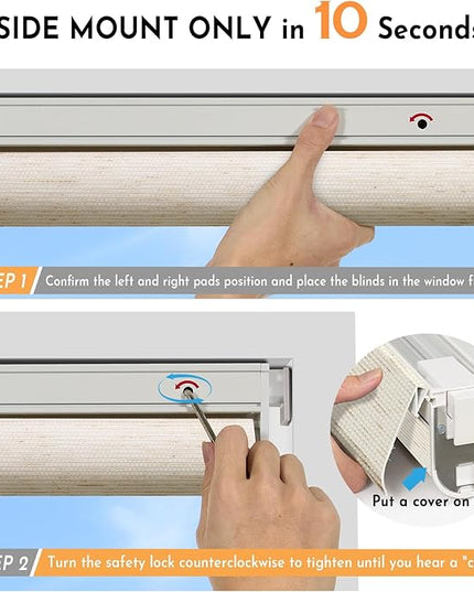 Persilux Smart Motorized Blinds with Remote, No Drill Automatic Roller Shades for Indoor Windows, Light Filtering Linen Fabric, Electric Blinds for Windows, Weave Mat C162-2, Custom Size