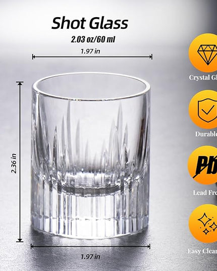 KAMMAK Crystal Whiskey Glasses Set of 2, Luxury 2.03oz Old Fashioned Glasses Stemless, Handcrafted Liquor Glasses, Hand Blown Scotch Cup for Women, Men Barware Gift for Cocktail, Bourbon