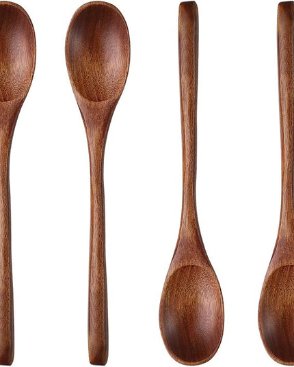 Long Handle Wooden Spoon For Mixing Coffee Tea Jam and Bath Salt In Kitchen, Environmentally Friendly Table Spoon, 8.6 Inches, 8 Pieces…