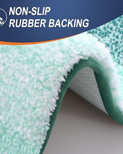 OLANLY Bathroom Rug Set 2 Piece, Soft Absorbent Microfiber Bath Mats and U-Shaped Contour Toilet Rug, Non-Slip, Machine Wash Dry, Plush Shaggy Bath Mats for Bathroom (30"x20"+24"x20", Blackish Green)