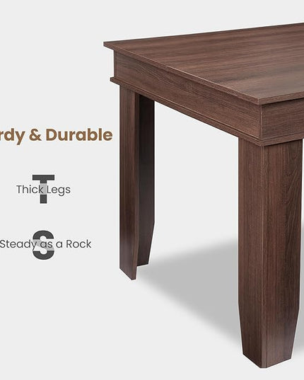 GarveeHome Farmhouse Dining Table for 6-8 People, 71 in Long Kitchen Tables with Wooden Sturdy Frame, 6 ft Large Rectangular Dinner Table for Dining Room, Kitchen, Brown, 71" Non-extendable