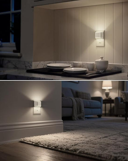 DORESshop LED Night Light[4 Pack], Night Lights Plug into Wall, 3 Level Brightness Adjustable Plug in Night Light, Dusk to Dawn Sensor Nightlights for Adults,Bedroom,Bathroom,Hallway,5000K White Cover