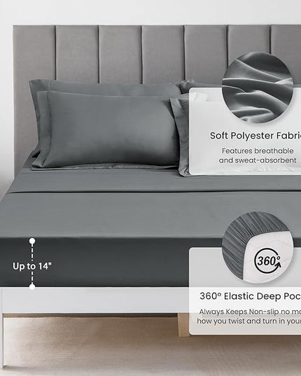 Love's cabin Twin Comforter Set Dark Grey, 5 Pieces Twin Bed in a Bag, All Season Bedding Sets with 1 Comforter, 1 Flat Sheet, 1 Fitted Sheet, 1 Pillowcase and 1 Pillow Sham